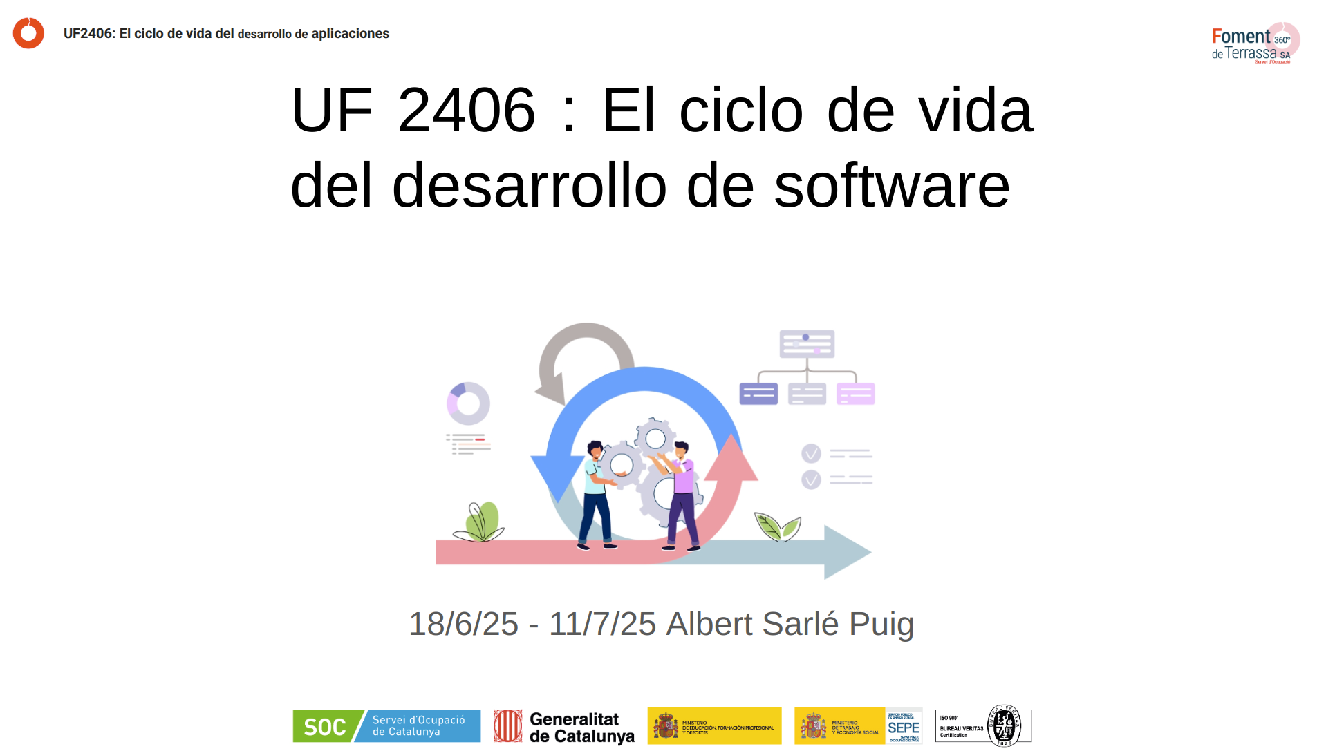 Docència classes FP Dual Ciclo de vida desarrollo del Software