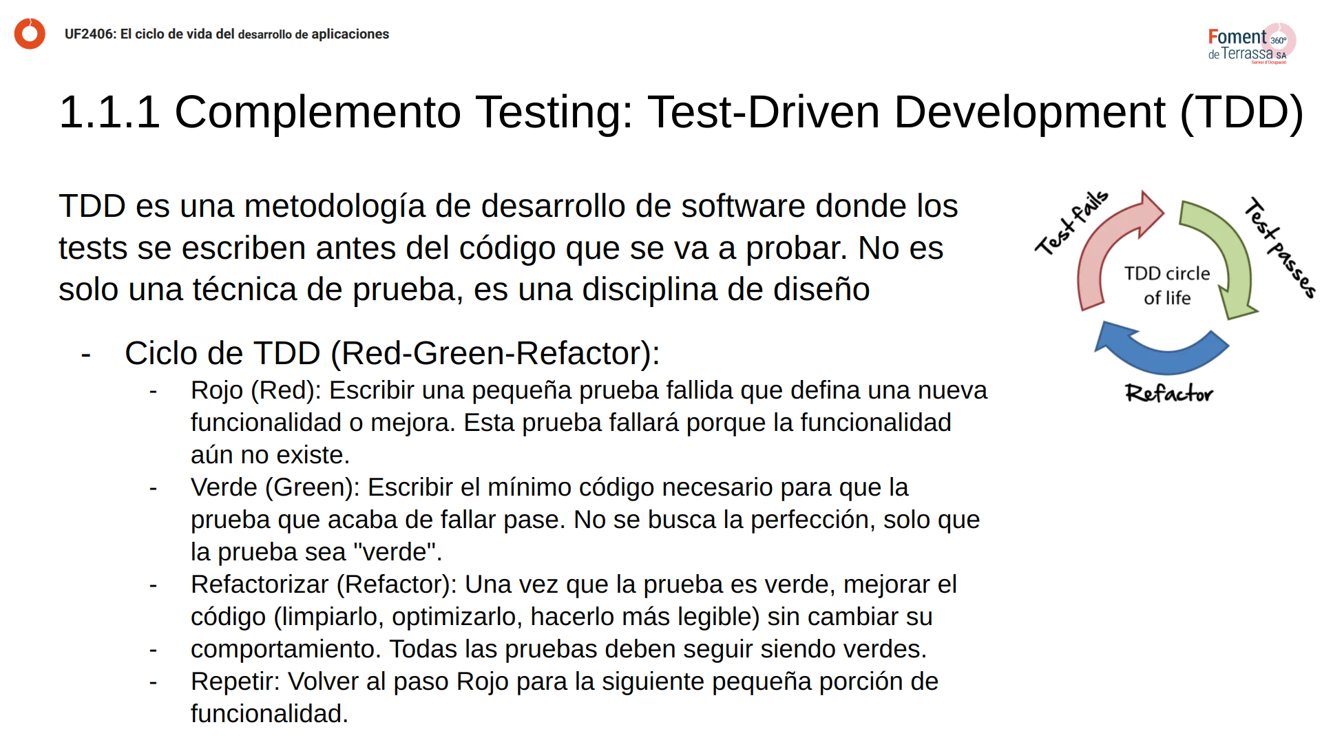 Presentacion uf2406 ciclo de vida desarrollo del software pagina 13 tdd