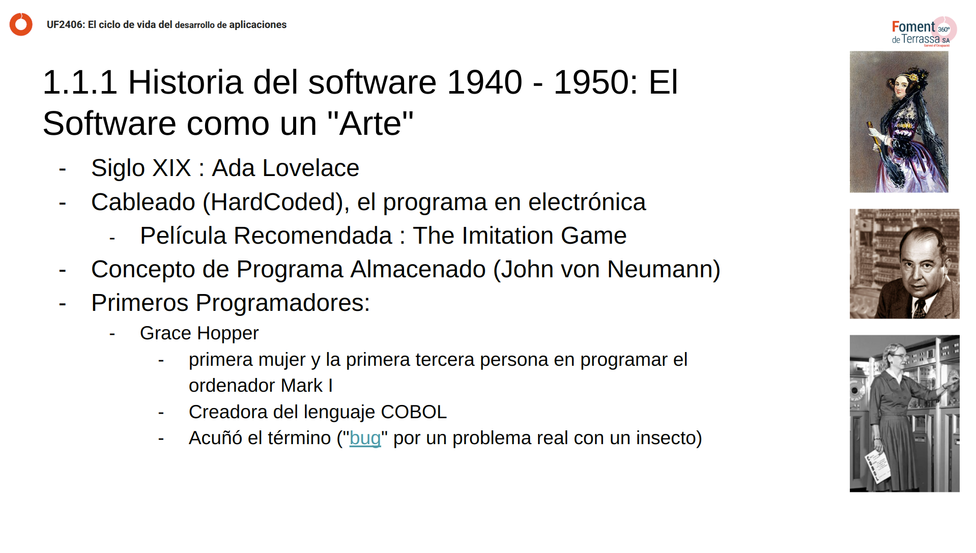 Presentacion uf2406 ciclo de vida desarrollo del software pagina 1 historia